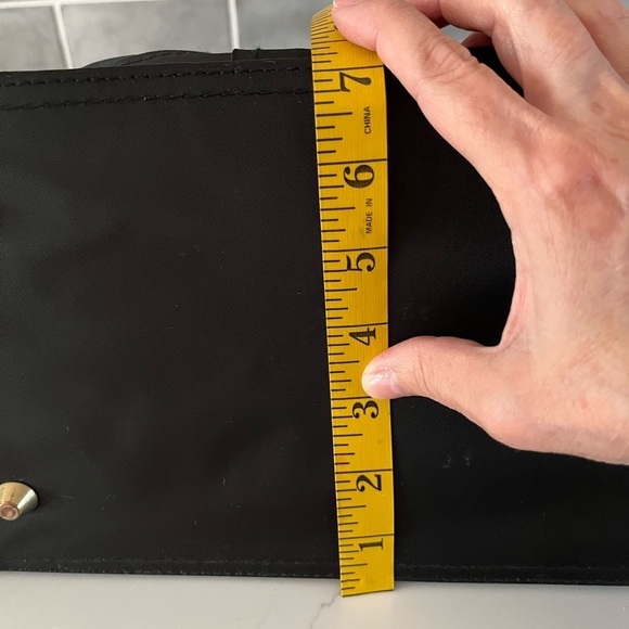 Samantha Brown Tote Purse Bag Black Nylon Travel Handbag Gold Fabric Interior - Picture 12 of 15